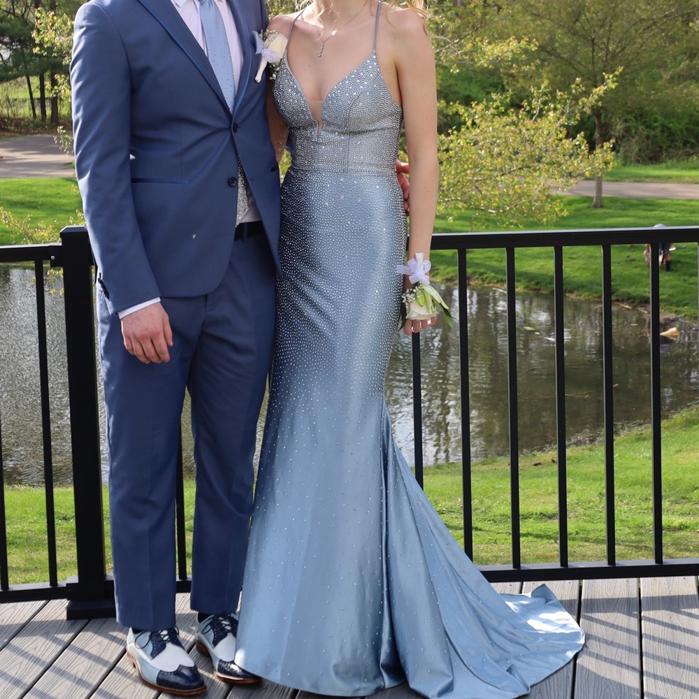 Sherri Hill Light Blue Prom Dress